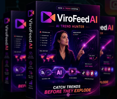 ViroFeed AI Review homepage showing AI-powered viral content creation platform"
