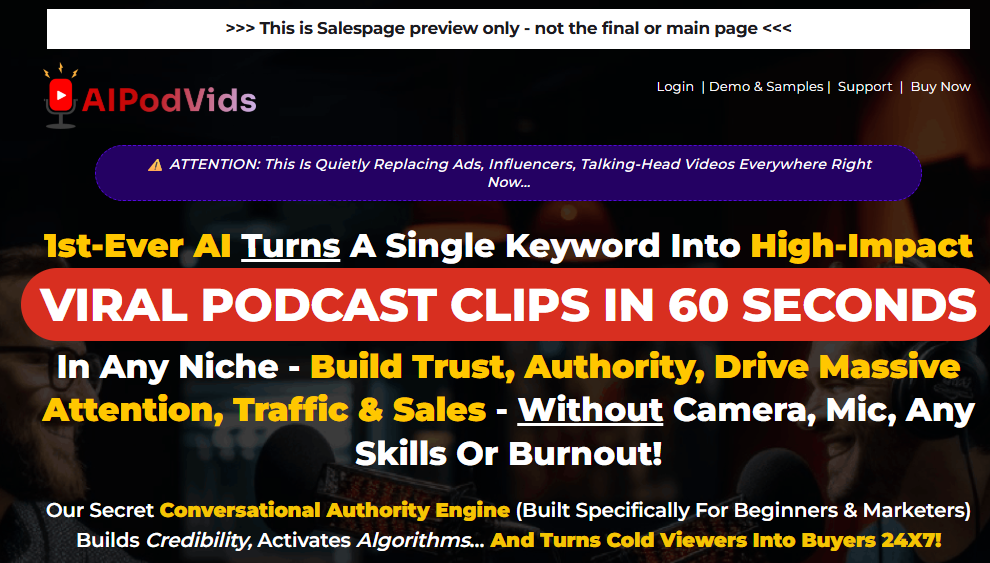 AI PodVids Review dashboard overview 